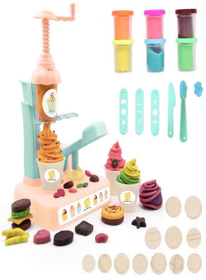 Chanak Play Dough Ice Cream Maker Set, Safe Non-Toxic Dough Ice Cream Maker Including 6 Color Dough Tubes Each 50g for Boys Girls, Above 3+ Age (Ivory) - Image 1